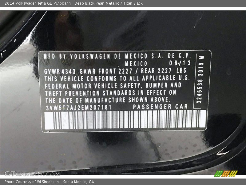 Deep Black Pearl Metallic / Titan Black 2014 Volkswagen Jetta GLI Autobahn