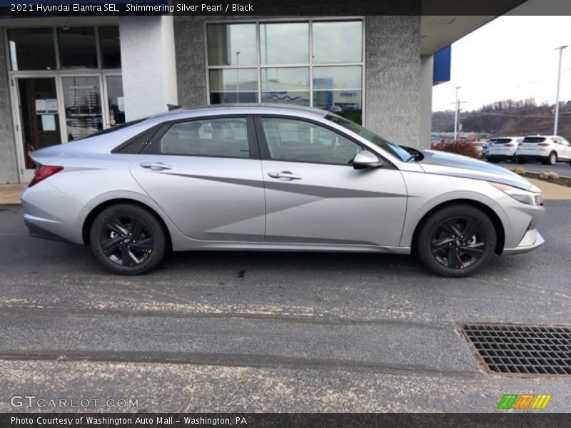 Shimmering Silver Pearl / Black 2021 Hyundai Elantra SEL