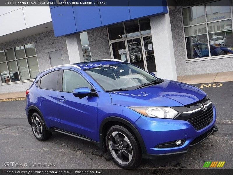 Aegean Blue Metallic / Black 2018 Honda HR-V EX-L AWD