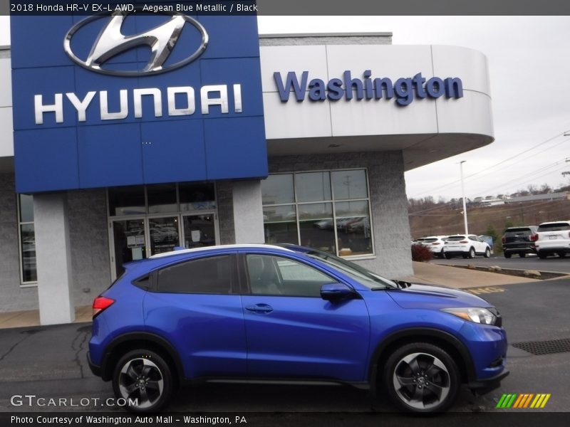 Aegean Blue Metallic / Black 2018 Honda HR-V EX-L AWD