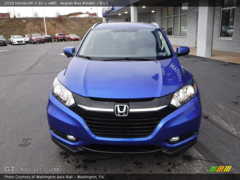 Aegean Blue Metallic / Black 2018 Honda HR-V EX-L AWD