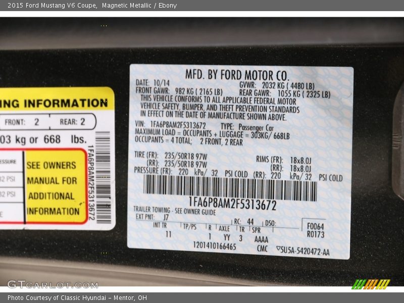 Magnetic Metallic / Ebony 2015 Ford Mustang V6 Coupe