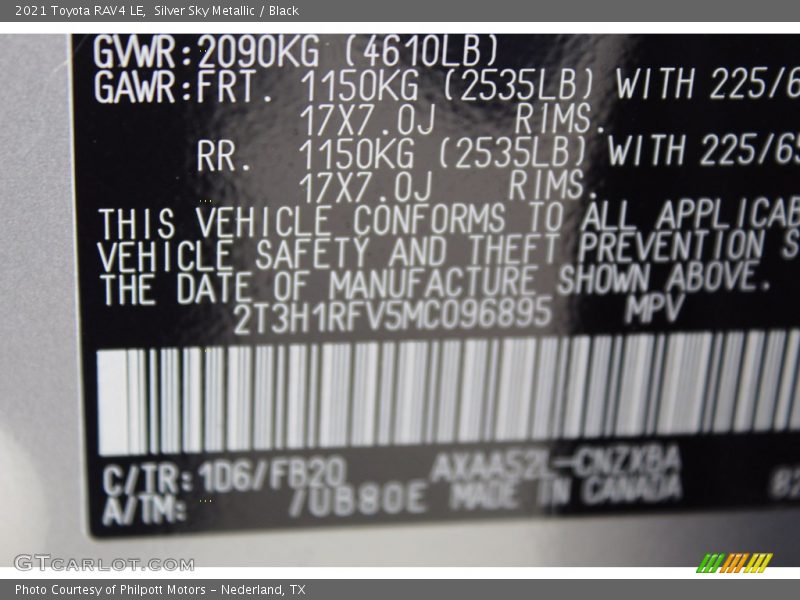 Silver Sky Metallic / Black 2021 Toyota RAV4 LE