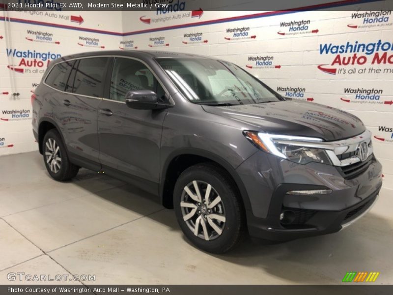 Modern Steel Metallic / Gray 2021 Honda Pilot EX AWD