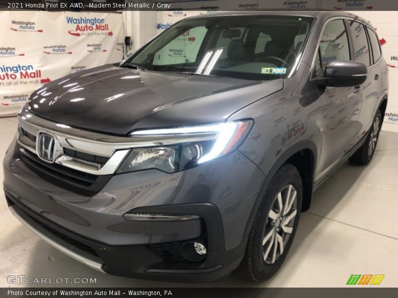 Modern Steel Metallic / Gray 2021 Honda Pilot EX AWD