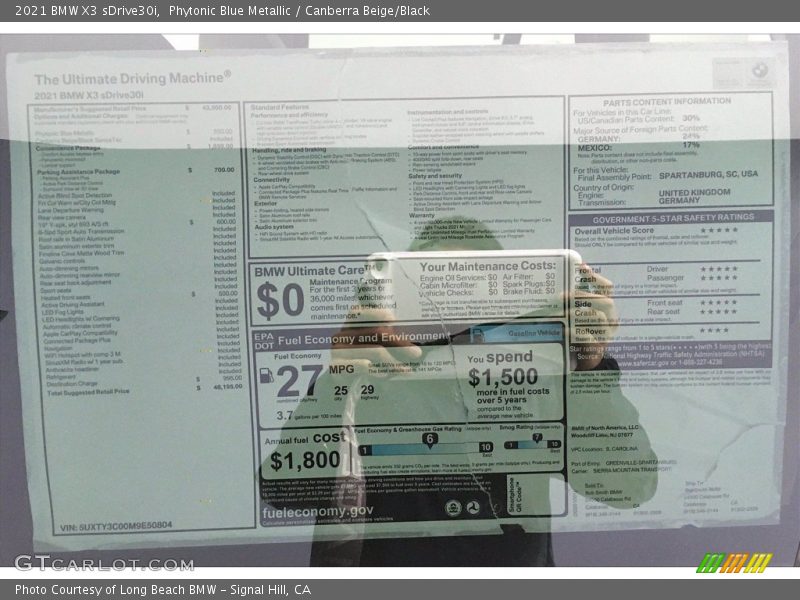 Phytonic Blue Metallic / Canberra Beige/Black 2021 BMW X3 sDrive30i