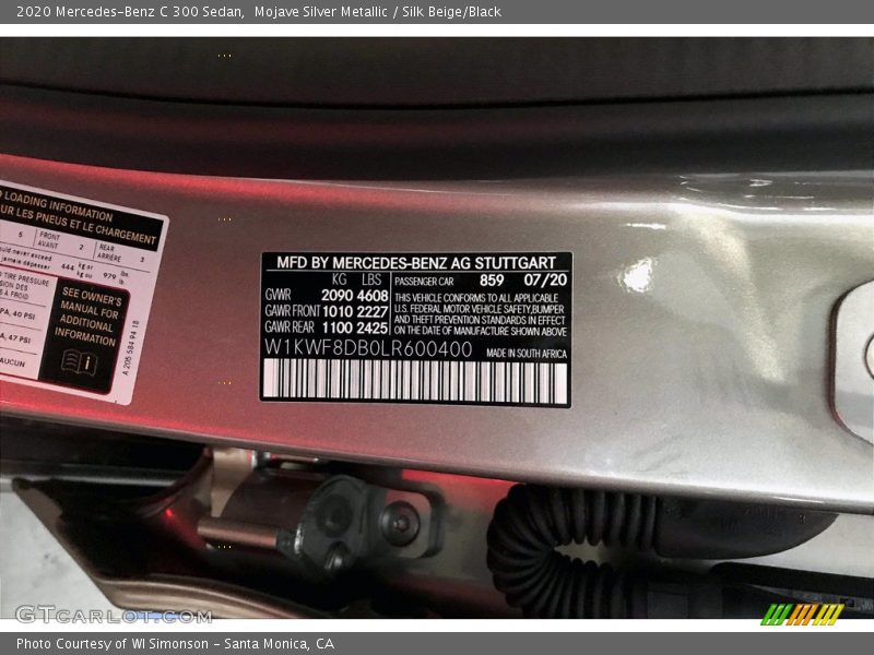 Mojave Silver Metallic / Silk Beige/Black 2020 Mercedes-Benz C 300 Sedan
