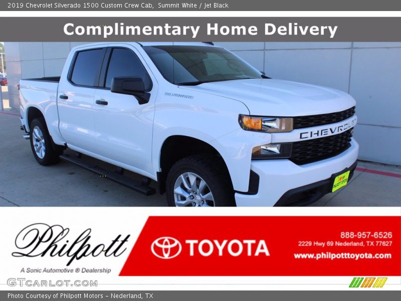 Summit White / Jet Black 2019 Chevrolet Silverado 1500 Custom Crew Cab