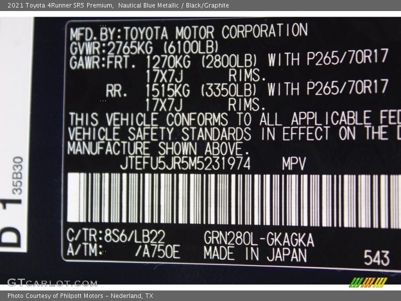 Nautical Blue Metallic / Black/Graphite 2021 Toyota 4Runner SR5 Premium