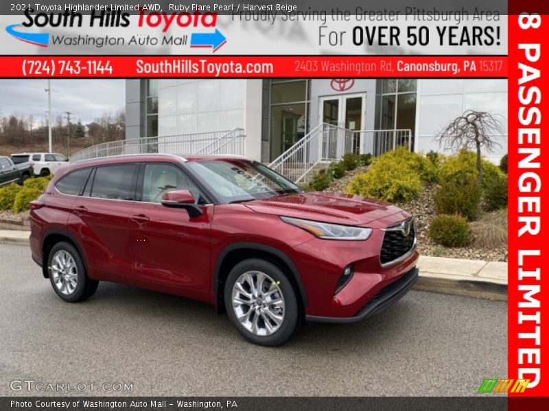 Ruby Flare Pearl / Harvest Beige 2021 Toyota Highlander Limited AWD