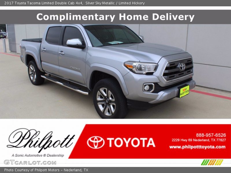 Silver Sky Metallic / Limited Hickory 2017 Toyota Tacoma Limited Double Cab 4x4