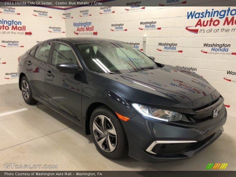 Cosmic Blue Metallic / Gray 2021 Honda Civic LX Sedan