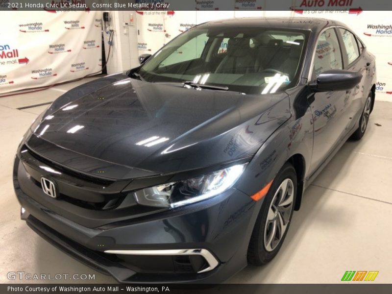 Cosmic Blue Metallic / Gray 2021 Honda Civic LX Sedan
