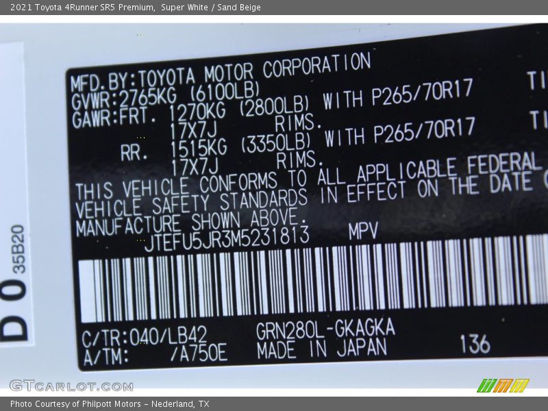 Super White / Sand Beige 2021 Toyota 4Runner SR5 Premium