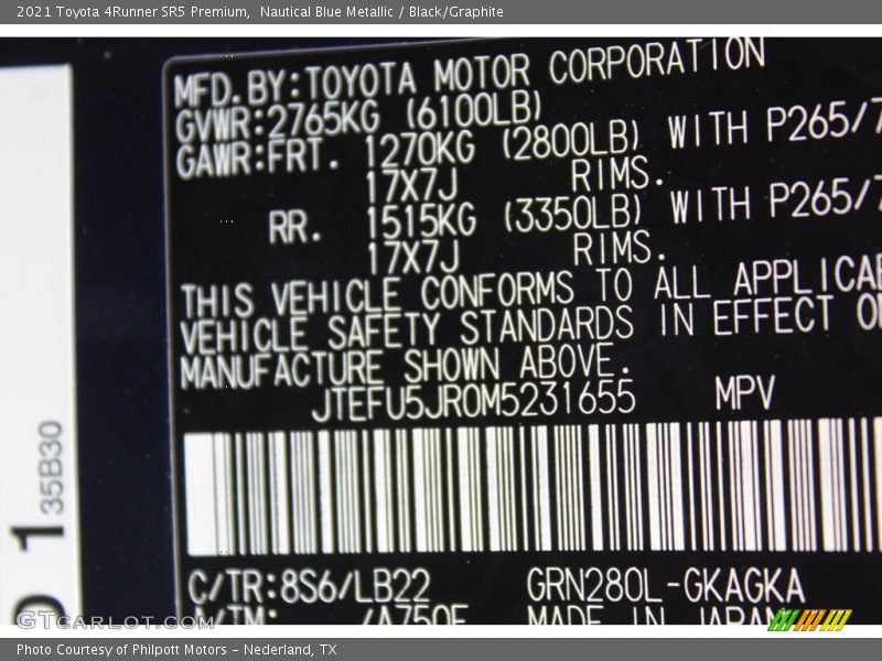 Nautical Blue Metallic / Black/Graphite 2021 Toyota 4Runner SR5 Premium
