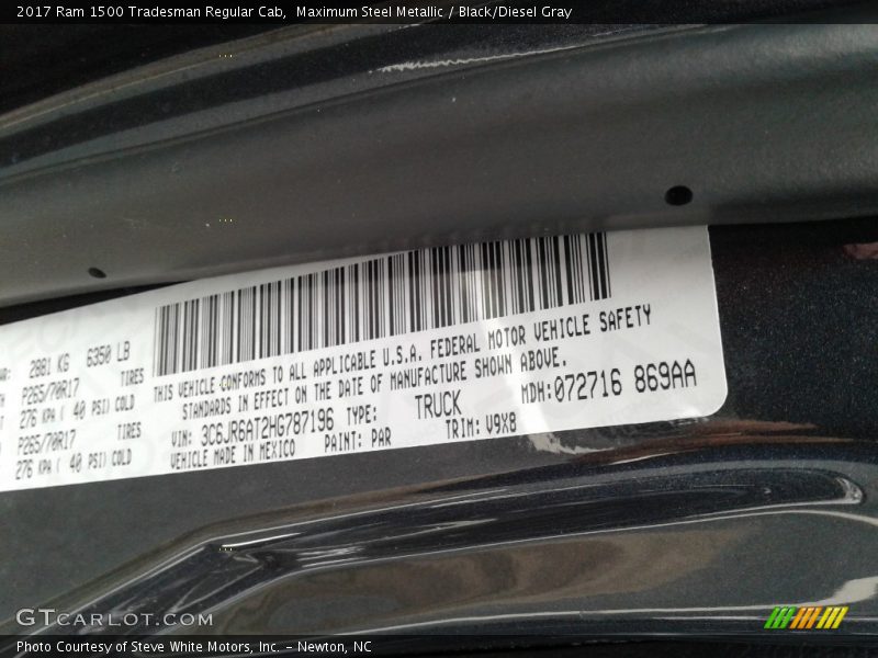 Maximum Steel Metallic / Black/Diesel Gray 2017 Ram 1500 Tradesman Regular Cab