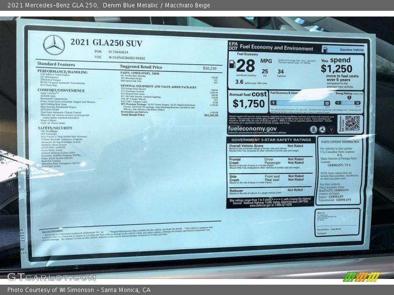 Denim Blue Metallic / Macchiato Beige 2021 Mercedes-Benz GLA 250