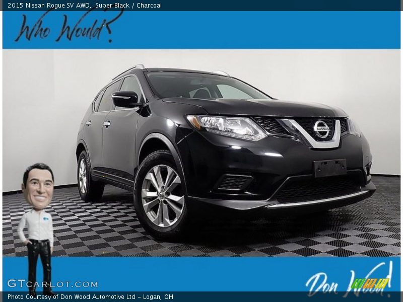 Super Black / Charcoal 2015 Nissan Rogue SV AWD