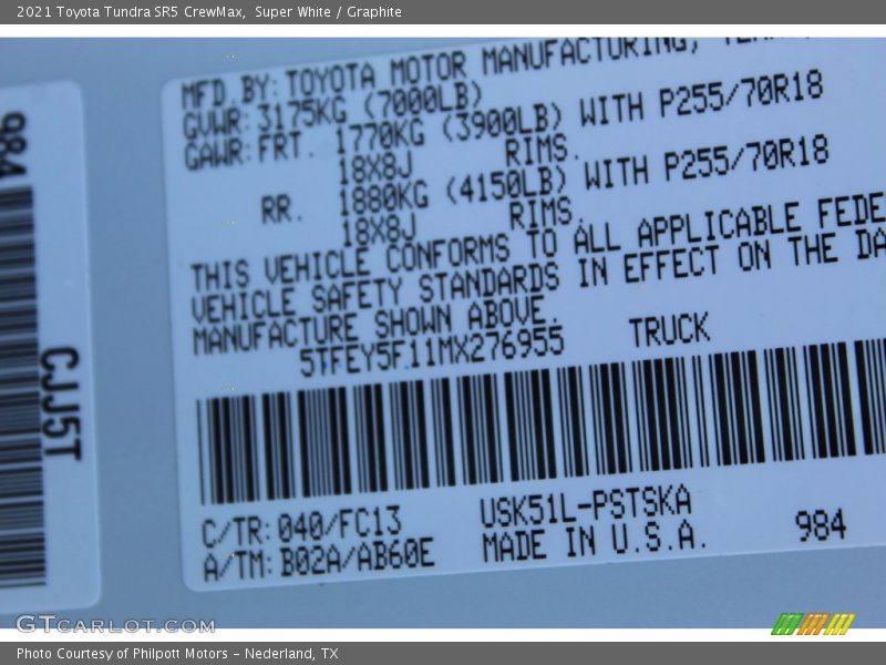 Super White / Graphite 2021 Toyota Tundra SR5 CrewMax