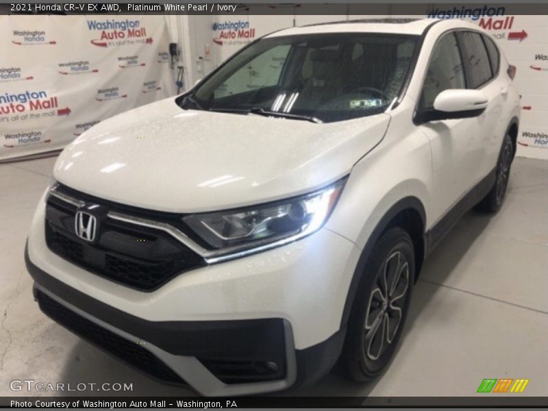 Platinum White Pearl / Ivory 2021 Honda CR-V EX AWD
