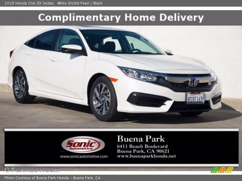 White Orchid Pearl / Black 2018 Honda Civic EX Sedan