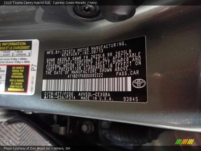 Cypress Green Metallic / Ivory 2013 Toyota Camry Hybrid XLE