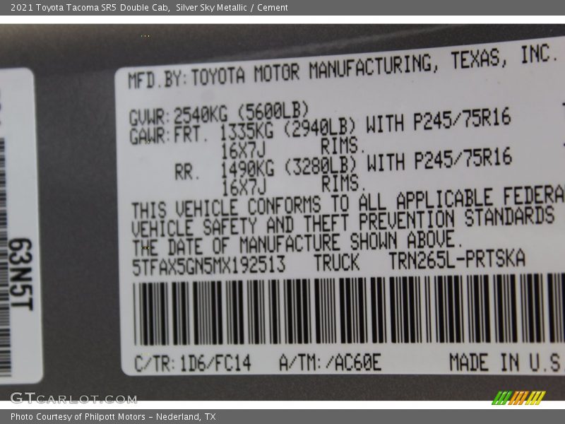 Silver Sky Metallic / Cement 2021 Toyota Tacoma SR5 Double Cab