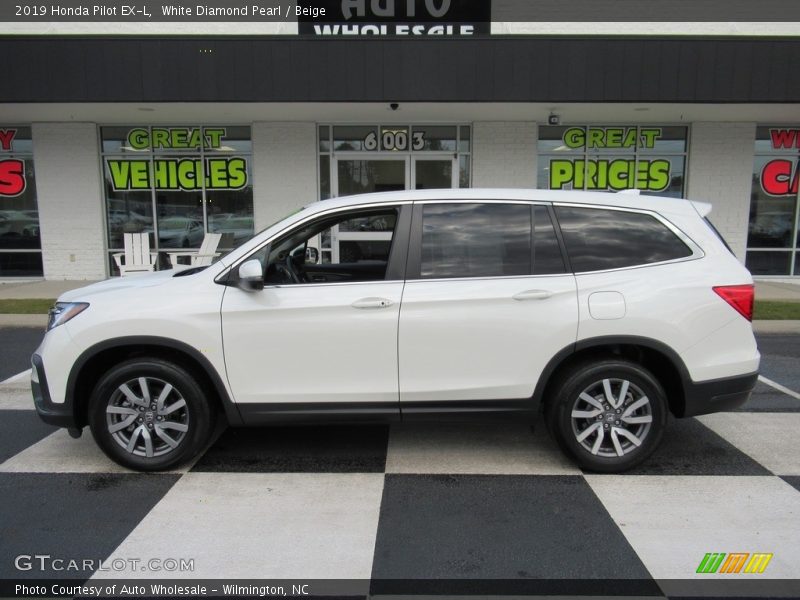 White Diamond Pearl / Beige 2019 Honda Pilot EX-L