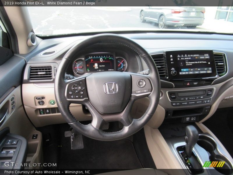 White Diamond Pearl / Beige 2019 Honda Pilot EX-L