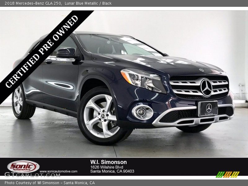 Lunar Blue Metallic / Black 2018 Mercedes-Benz GLA 250