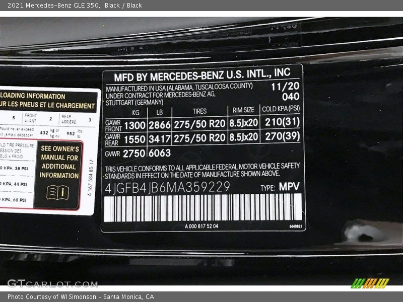 Black / Black 2021 Mercedes-Benz GLE 350