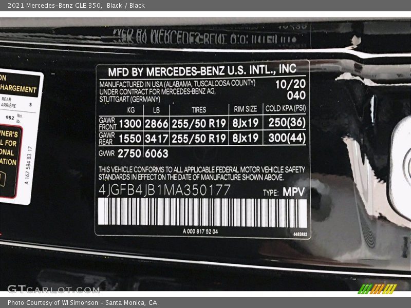 Black / Black 2021 Mercedes-Benz GLE 350