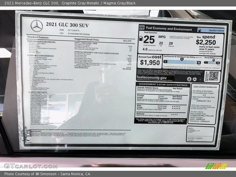  2021 GLC 300 Window Sticker