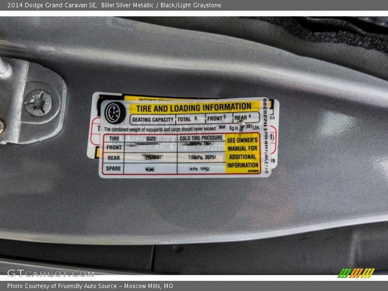 Billet Silver Metallic / Black/Light Graystone 2014 Dodge Grand Caravan SE