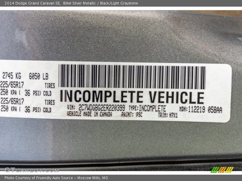 Billet Silver Metallic / Black/Light Graystone 2014 Dodge Grand Caravan SE