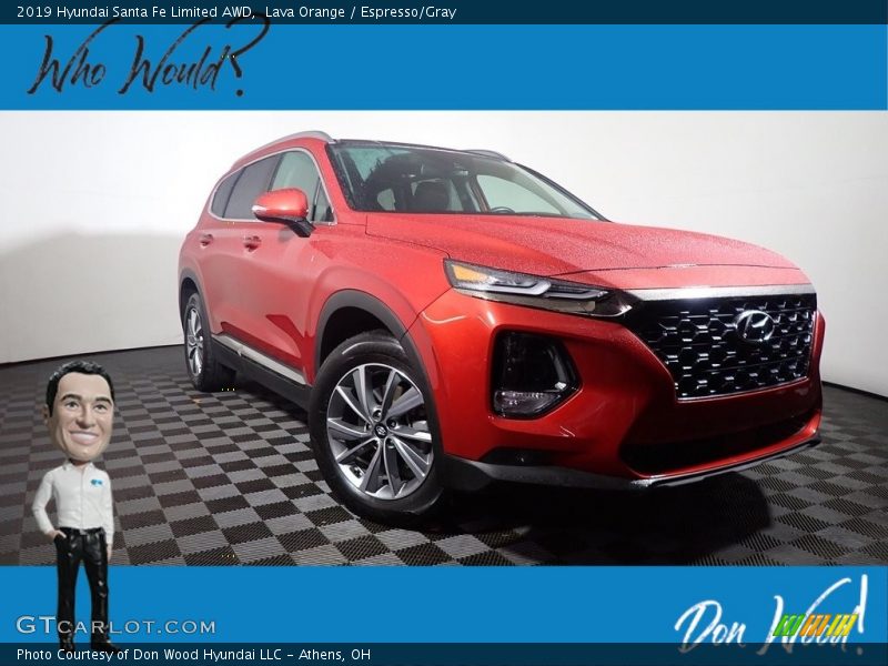 Lava Orange / Espresso/Gray 2019 Hyundai Santa Fe Limited AWD