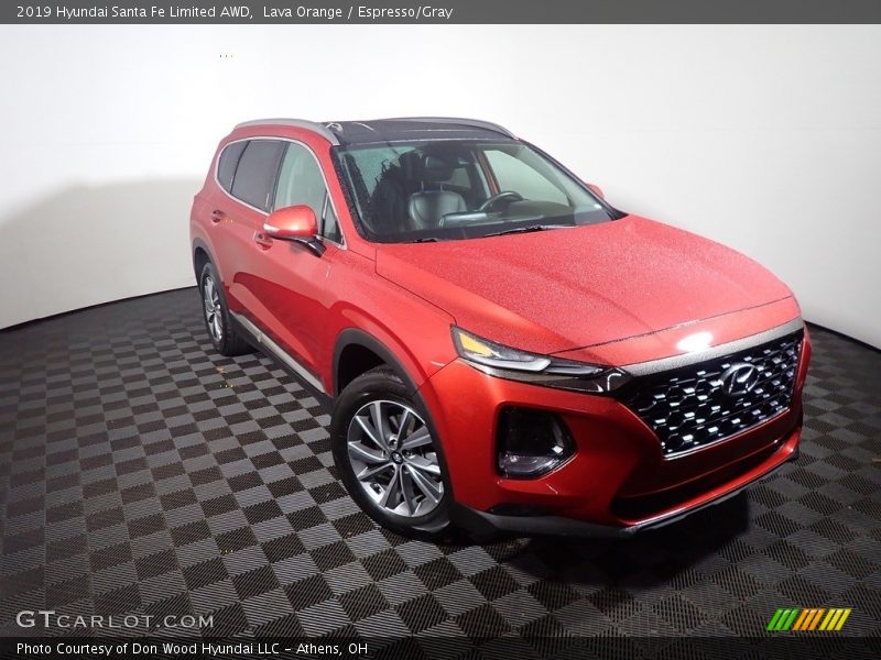 Lava Orange / Espresso/Gray 2019 Hyundai Santa Fe Limited AWD