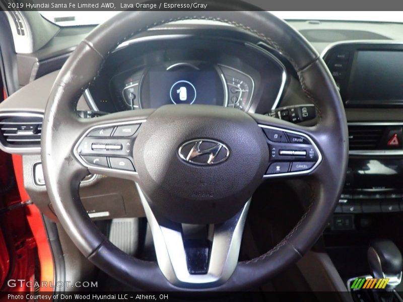Lava Orange / Espresso/Gray 2019 Hyundai Santa Fe Limited AWD