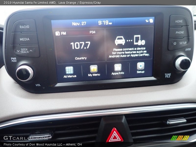 Lava Orange / Espresso/Gray 2019 Hyundai Santa Fe Limited AWD