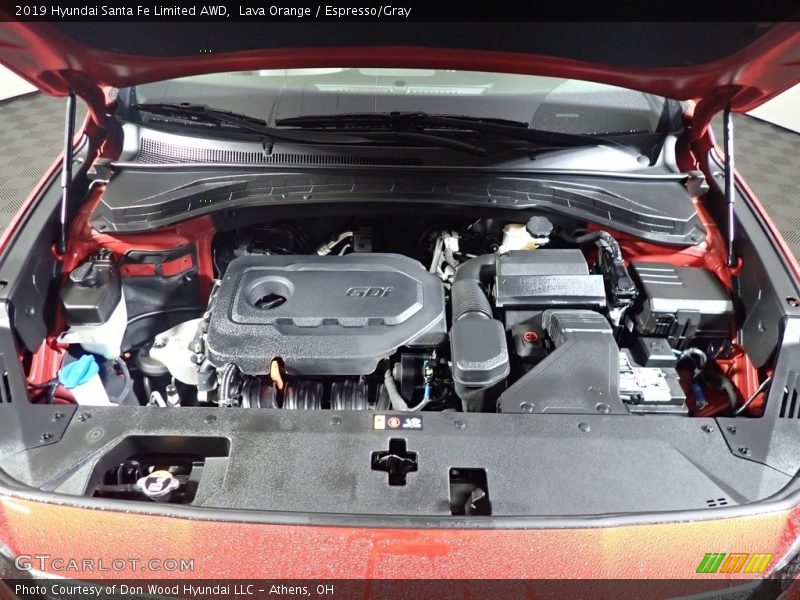 Lava Orange / Espresso/Gray 2019 Hyundai Santa Fe Limited AWD