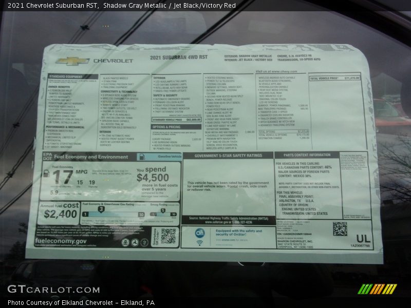 Shadow Gray Metallic / Jet Black/Victory Red 2021 Chevrolet Suburban RST