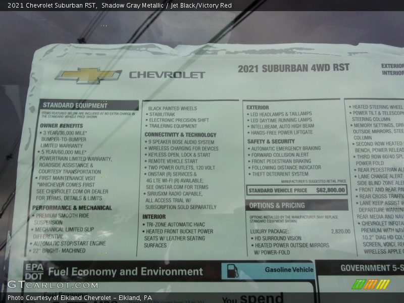 Shadow Gray Metallic / Jet Black/Victory Red 2021 Chevrolet Suburban RST