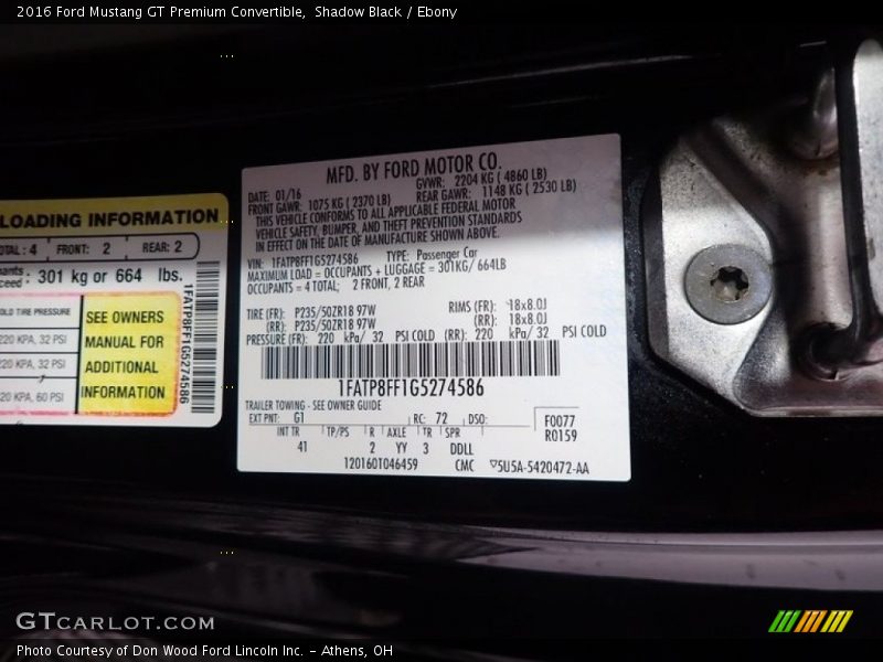 Shadow Black / Ebony 2016 Ford Mustang GT Premium Convertible