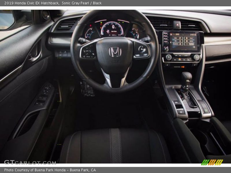 Sonic Gray Pearl / Black 2019 Honda Civic EX Hatchback
