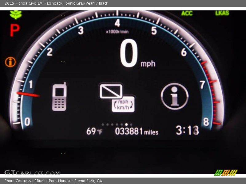 Sonic Gray Pearl / Black 2019 Honda Civic EX Hatchback