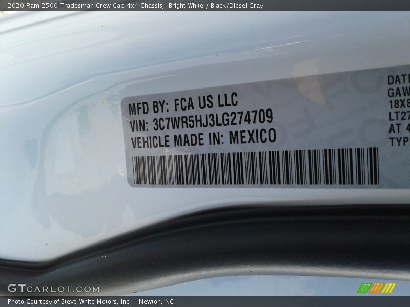 Bright White / Black/Diesel Gray 2020 Ram 2500 Tradesman Crew Cab 4x4 Chassis