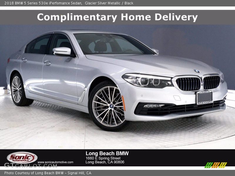 Glacier Silver Metallic / Black 2018 BMW 5 Series 530e iPerfomance Sedan
