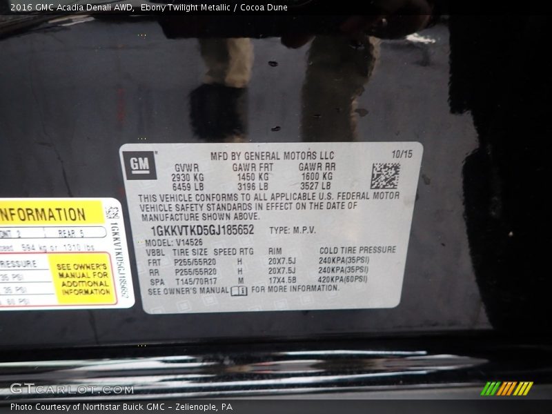 Ebony Twilight Metallic / Cocoa Dune 2016 GMC Acadia Denali AWD