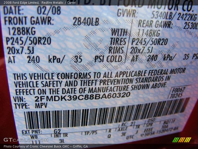 Redfire Metallic / Camel 2008 Ford Edge Limited