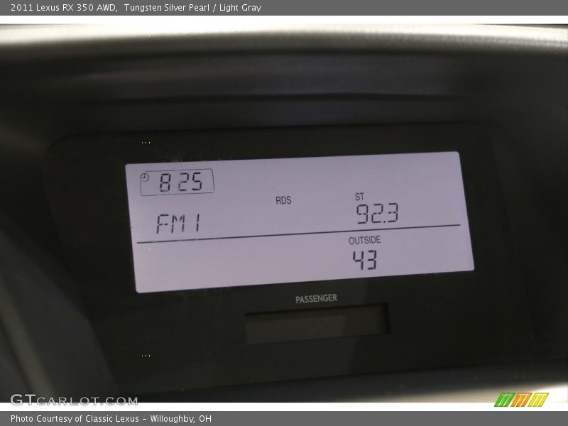 Tungsten Silver Pearl / Light Gray 2011 Lexus RX 350 AWD